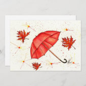 鮮やかな赤い傘と赤葉い水色 (正面/裏面)