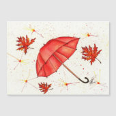 鮮やかな赤い傘と赤葉い水色 (正面)