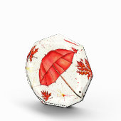 鮮やかな赤い傘と赤葉い水色 フォトブロック (右)