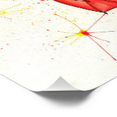 鮮やかな赤い傘と赤葉い水色 フォトプリント            (角)