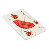 鮮やかな赤い傘と赤葉い水色 マグネット (右側)