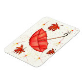 鮮やかな赤い傘と赤葉い水色 マグネット (左側)