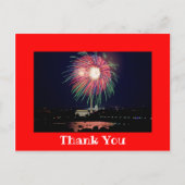 鮮やかな赤い写真の枠線の感謝カード ポストカード (正面)