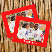 鮮やかな赤い写真枠の感謝カード ポストカード