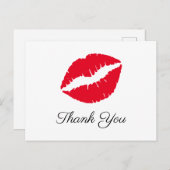 鮮やかな赤い口紅のキス エレガント サンクス ポストカード (正面/裏面)