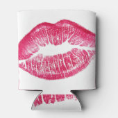 鮮やかな赤い唇の孤立イラストレーション 缶クーラー (裏面)