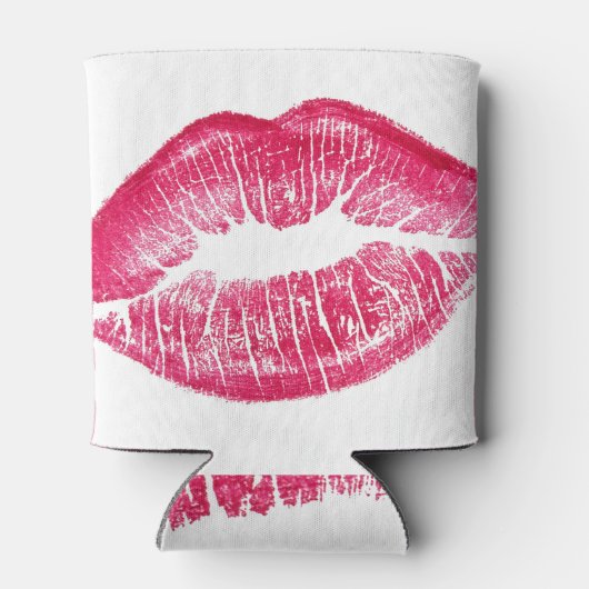 鮮やかな赤い唇の孤立イラストレーション 缶クーラー (裏面)