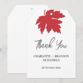 鮮やかな赤い秋のイロハカエデの葉 ウェディング サンクス サンキューカード (正面/裏面)