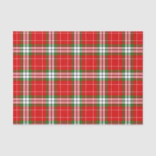 鮮やかな赤い緑の白いクリスマスプレド 薄葉紙 (正面)