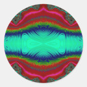 ~鮮やかな赤い緑の青いフラクタルデザイン~ ラウンドシール (正面)