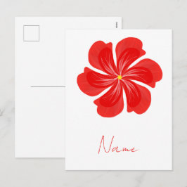 鮮やかな赤い花弁の開花 - ミニマリストのフラワーアート シーズンポストカード
