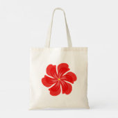 鮮やかな赤い花弁の開花 - ミニマリストのフラワーアート トートバッグ (裏面)