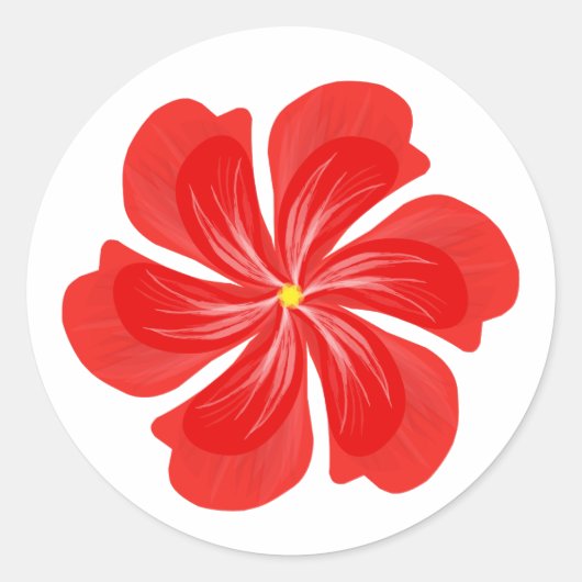 鮮やかな赤い花弁の開花 - ミニマリストのフラワーアート ラウンドシール (正面)