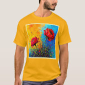 鮮やかな赤い花 ポップアートプリント Tシャツ (正面)