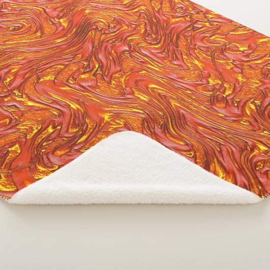 鮮やかな赤い質感に黄色の色合いが混じる シェルパブランケット (3/4)