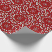 鮮やかな赤い銀星花の幾何学的 ラッピングペーパー (角)