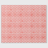 鮮やかな赤い麻の上に白いハート ラッピングペーパー (フラット)