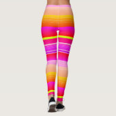 鮮やかな赤い黄色のクリエイティブストライプのレギンス レギンス (裏面)