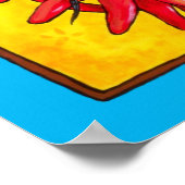 鮮やかな赤い黄色のチリ唐辛子リストラ ポスター (角)