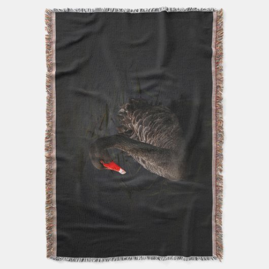 鮮やかな赤くのくちばしを持つ美しい黒い白鳥 スローブランケット (正面縦)