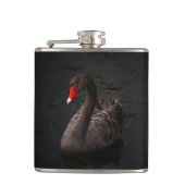 鮮やかな赤くのくちばしを持つ美しい黒い白鳥 フラスク (正面)