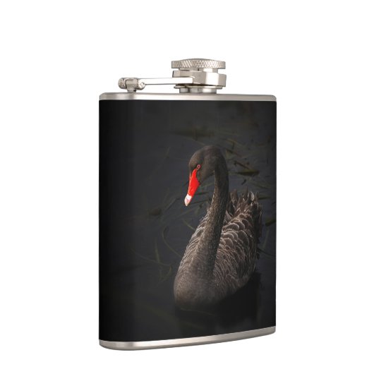 鮮やかな赤くのくちばしを持つ美しい黒い白鳥 フラスク (右)