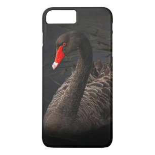 鮮やかな赤くのくちばしを持つ美しい黒い白鳥 iPhone 8 PLUS/7 PLUSケース