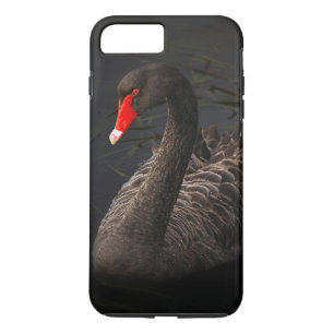 鮮やかな赤くのくちばしを持つ美しい黒い白鳥 iPhone 8 PLUS/7 PLUSケース