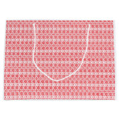 鮮やかな赤とオレンジの抽象デザインで渦巻き ラージペーパーバッグ (正面)