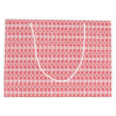 鮮やかな赤とオレンジの抽象デザインで渦巻き ラージペーパーバッグ (裏面)