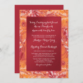 鮮やかな赤とオレンジの花の結婚式招待状 招待状 (正面/裏面)