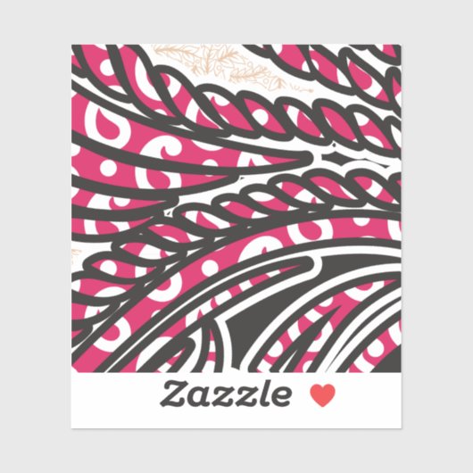 鮮やかな赤とピンを持つ装飾的なペイズリーデザイン シール (シート)