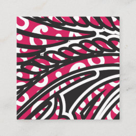 鮮やかな赤とピンを持つ装飾的なペイズリーデザイン スクエア名刺