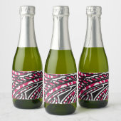 鮮やかな赤とピンを持つ装飾的なペイズリーデザイン スパークリングワインラベル (ボトル)