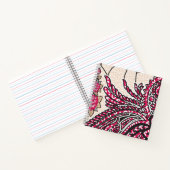 鮮やかな赤とピンを持つ装飾的なペイズリーデザイン ノートブック (内部)