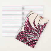 鮮やかな赤とピンを持つ装飾的なペイズリーデザイン ノートブック (内側)