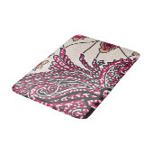 鮮やかな赤とピンを持つ装飾的なペイズリーデザイン バスマット (アングル)