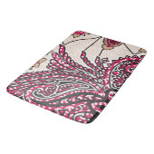 鮮やかな赤とピンを持つ装飾的なペイズリーデザイン バスマット (アングル)