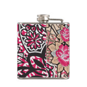 鮮やかな赤とピンを持つ装飾的なペイズリーデザイン フラスク (裏面)