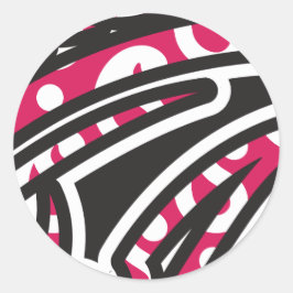 鮮やかな赤とピンを持つ装飾的なペイズリーデザイン ラウンドシール