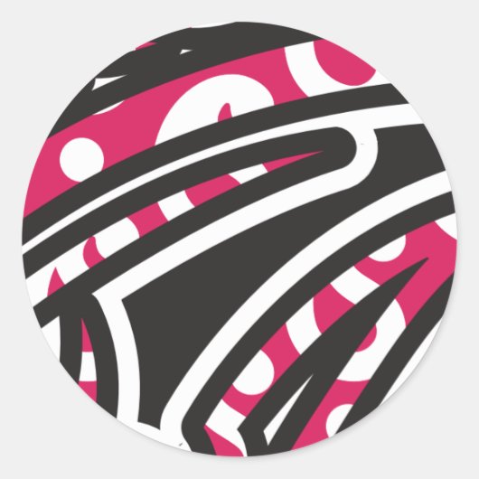 鮮やかな赤とピンを持つ装飾的なペイズリーデザイン ラウンドシール (正面)