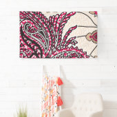 鮮やかな赤とピンを持つ装飾的なペイズリーデザイン 横断幕 (インサイチュ)