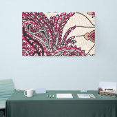 鮮やかな赤とピンを持つ装飾的なペイズリーデザイン 横断幕 (トレードショー)