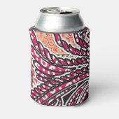 鮮やかな赤とピンを持つ装飾的なペイズリーデザイン 缶クーラー (缶裏面)