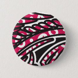 鮮やかな赤とピンを持つ装飾的なペイズリーデザイン 缶バッジ