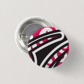 鮮やかな赤とピンを持つ装飾的なペイズリーデザイン 缶バッジ (正面&裏面)