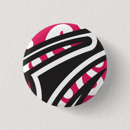 鮮やかな赤とピンを持つ装飾的なペイズリーデザイン 缶バッジ