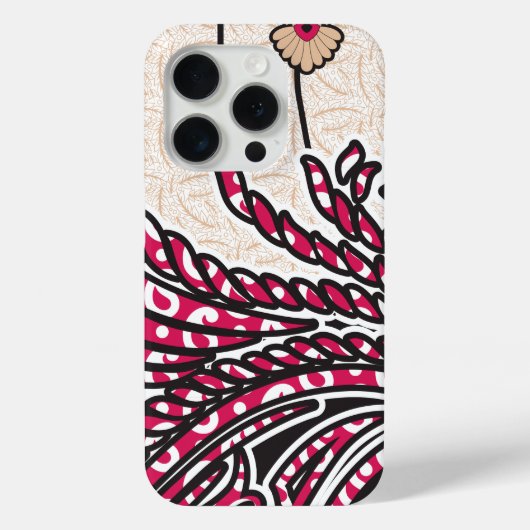 鮮やかな赤とピンを持つ装飾的なペイズリーデザイン Case-Mate iPhoneケース (裏面)