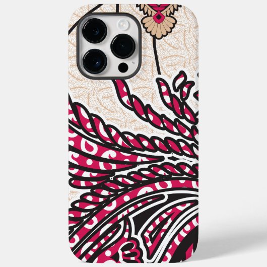 鮮やかな赤とピンを持つ装飾的なペイズリーデザイン Case-Mate iPhoneケース (裏面)