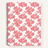 鮮やかな赤とピンクのフローラ包装紙機能 ノートブック (正面)